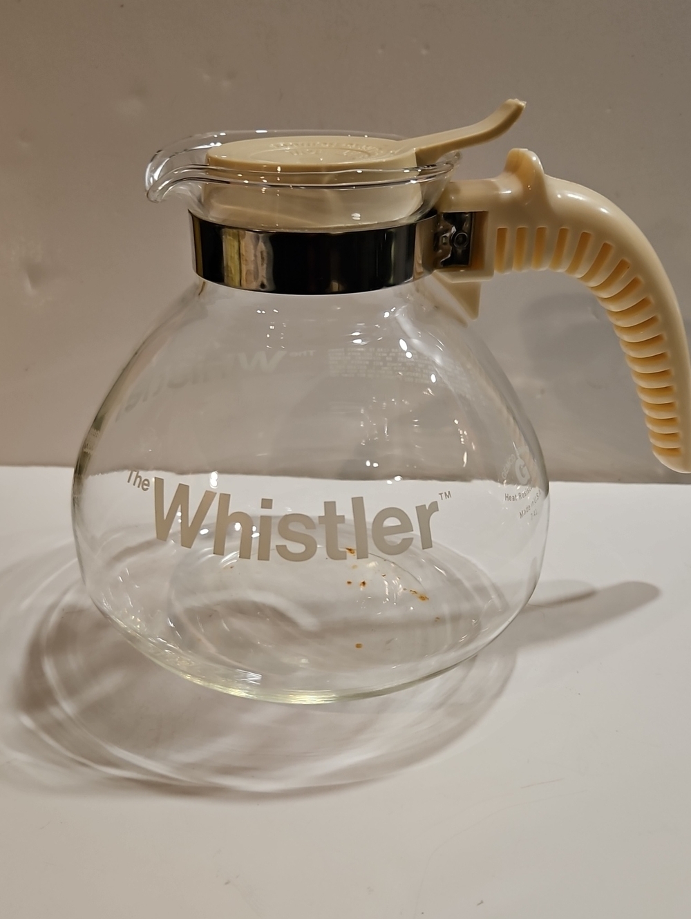 GEMCO THE WHISTLER, 8 CUP GLASS, COFFEE AND TEAPOT CARAFE.